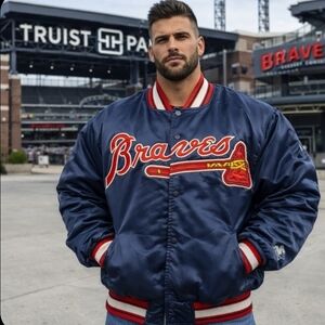 Vintage STARTER Atlanta Braves Varsity Jacket 1990s MLB Bomber🔥⚾️🧨💥2XL
